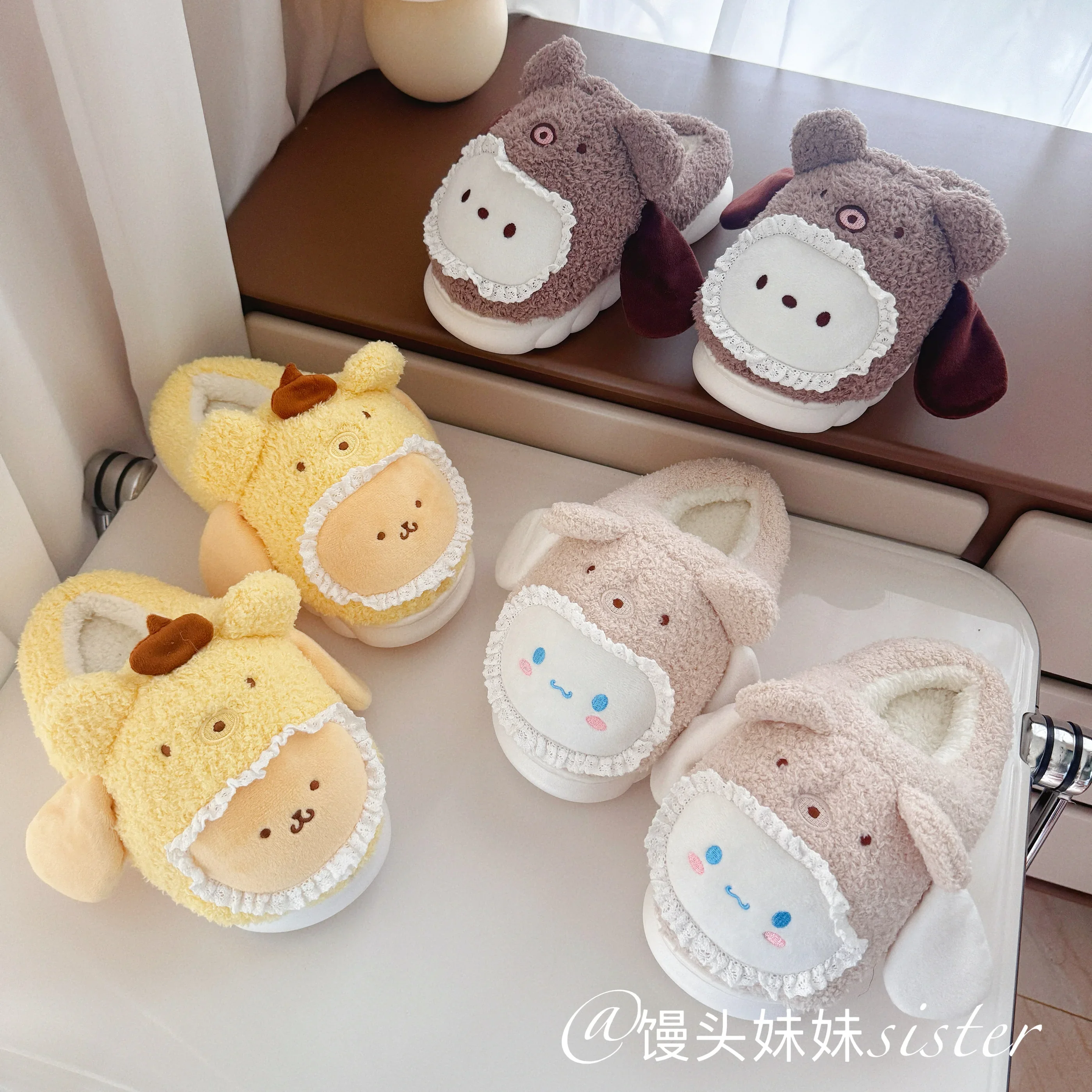 Теплая домашняя хлопковая обувь удобная Kuromi My Meldoy тапочки Hello Kitty на толстой