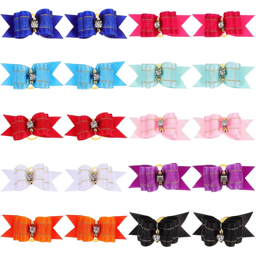 

20 Pcs Dog Bow Hair Accesories Bows Large Dogs The Polyester Puppy Accessories Small Female