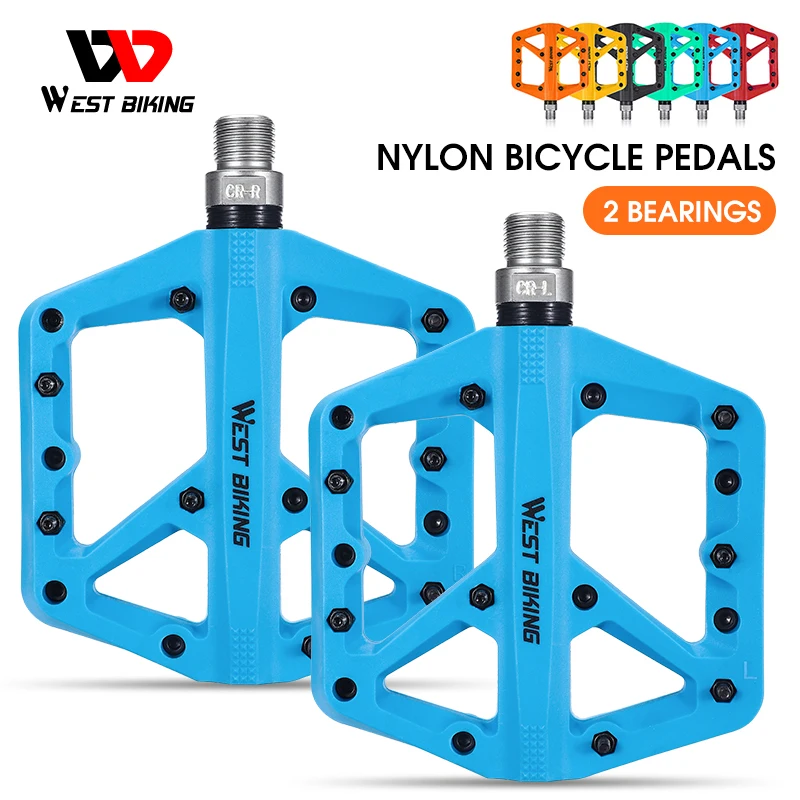 

WEST BIKING 2 Sealed Bearings Bicycle Pedals Nylon Road Bmx Mtb Pedals Ultralight Non-Slip Waterproof Bike Pedals Accessories