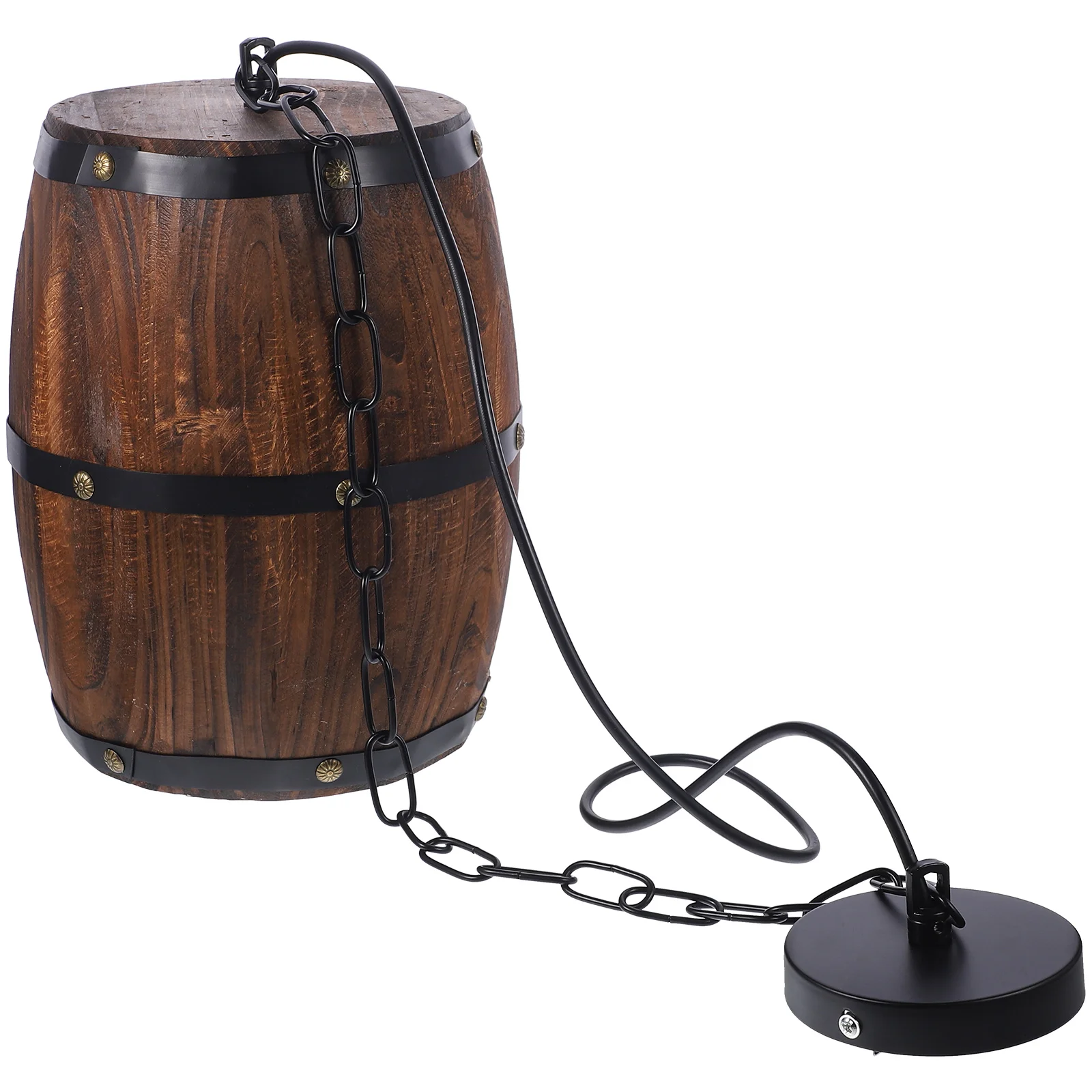 

Lampshade Retro Chandelier Vintage Pendant Light Wood Barrel Staircase Lights