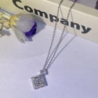2022 new fashion small square pendant necklaces for women micro inlay zircon choker clavicle chain trendy jewelry