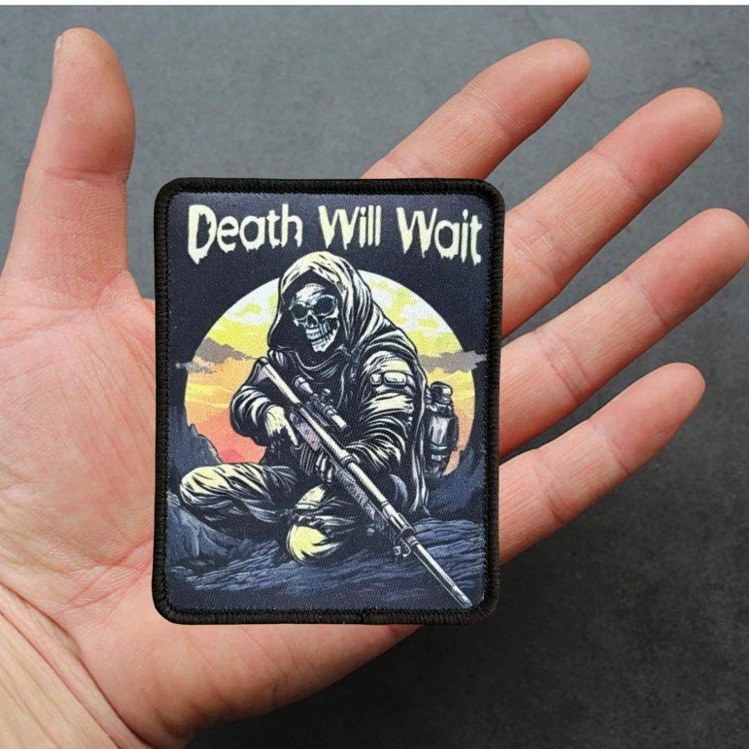 Death Will Wait Reaper Morale Badge Череп Солдат Военная нашивка Тактическая армейская наклейка