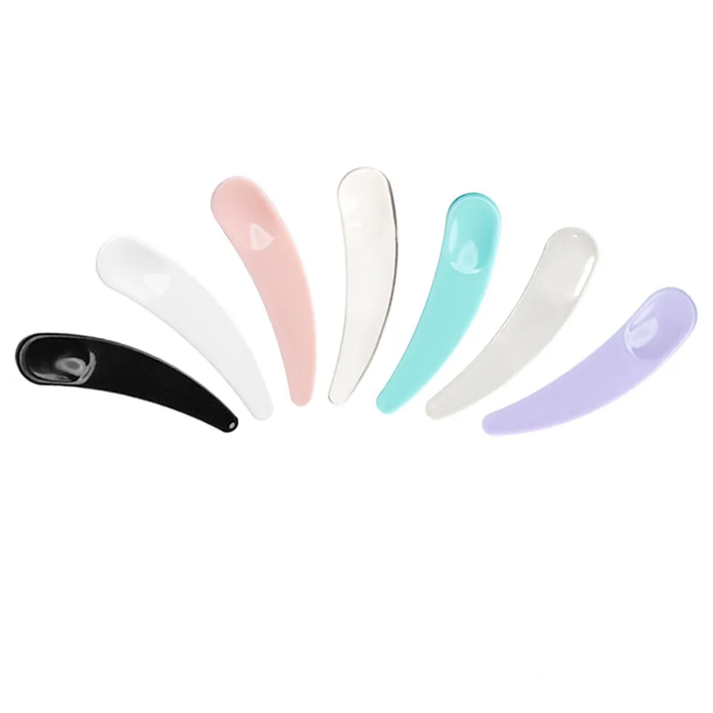 

10Pcs Mini Makeup Mask Spatula Multi-colored Disposable Curved Cosmetic Spatula Crescent Scoop For Lotion Shampoo Face Cream