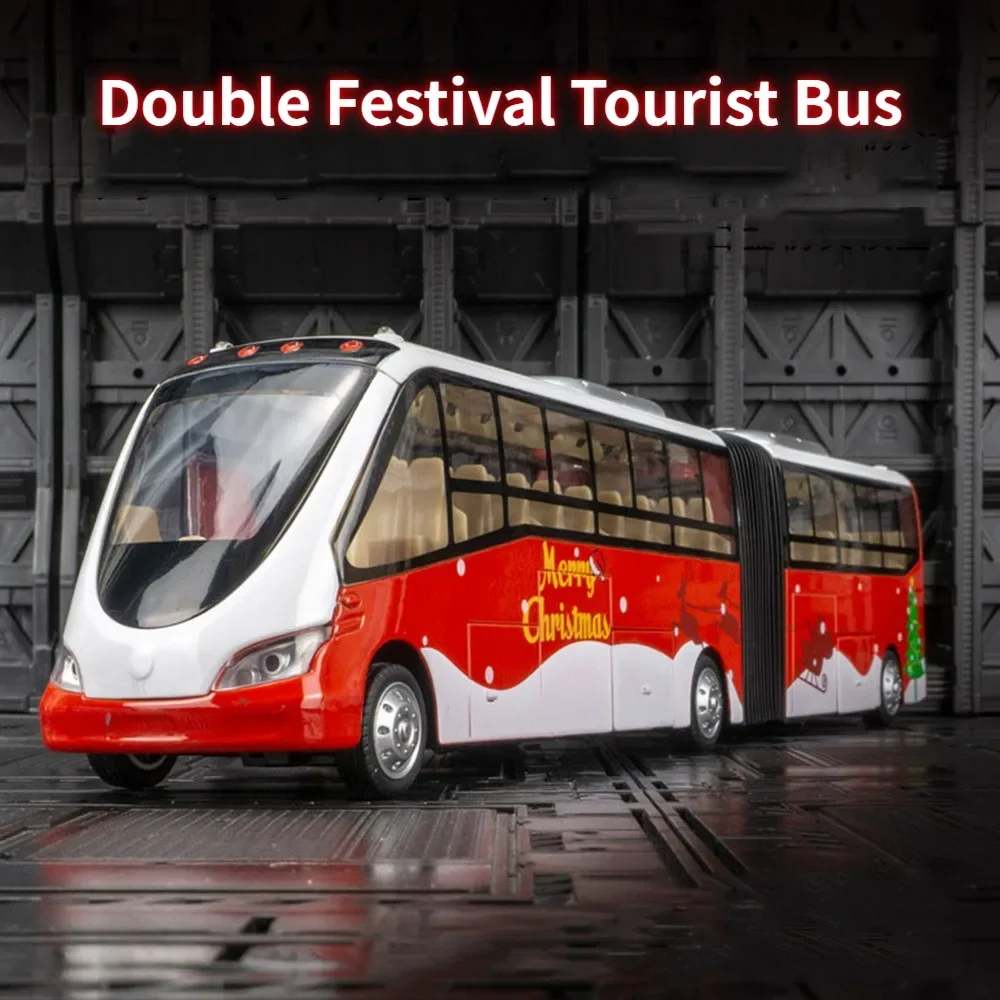 Duży rozmiar 1:32 Samochody ze stopu aluminium Elektryczne turystyczne modele autobusów miejskich Zabawka Dwuczęściowy autobus Dźwięk Światło