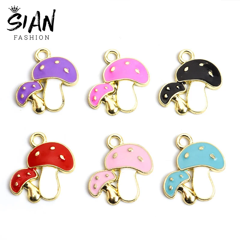 

10pcs/Lot Enamel Mushrooms Small Charms for DIY Jewelry Makings Pendant Necklace Keychain Earrings Handmade Findings Accessories