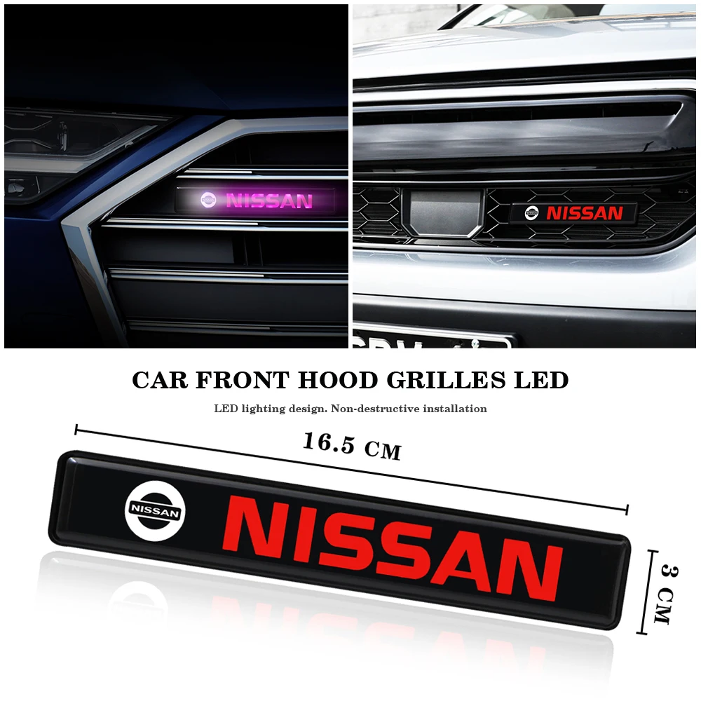 

Car Decorative Lights LED Front Hood Grille Emblem Badge Decoration For Nissan Nismo Qashqai J11 J10 Juke X Trail T32 Tiida Tean