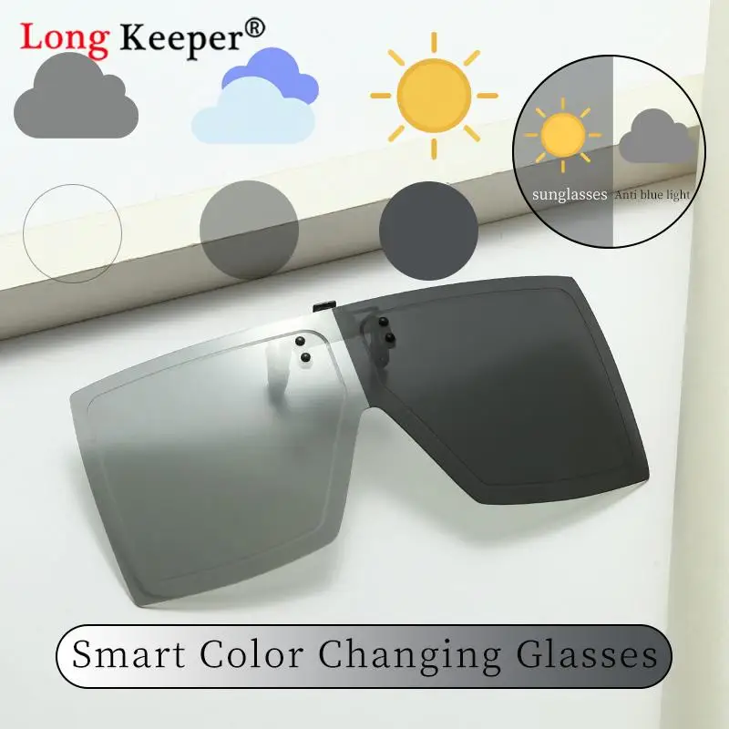 

Polarized Clip On Sunglasses Men One Piece Photochromic Car Driver Goggles Night Vision Glasses Anti-Glare Square Glasses Oculos
