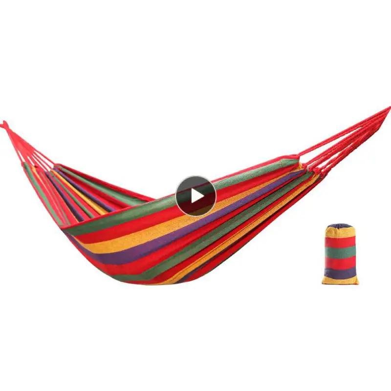 

280*150cm 2 Persons Striped Hammock Outdoor Leisure Bed Thickened Canvas Hanging Bed Sleeping Swing Hammock For Camping