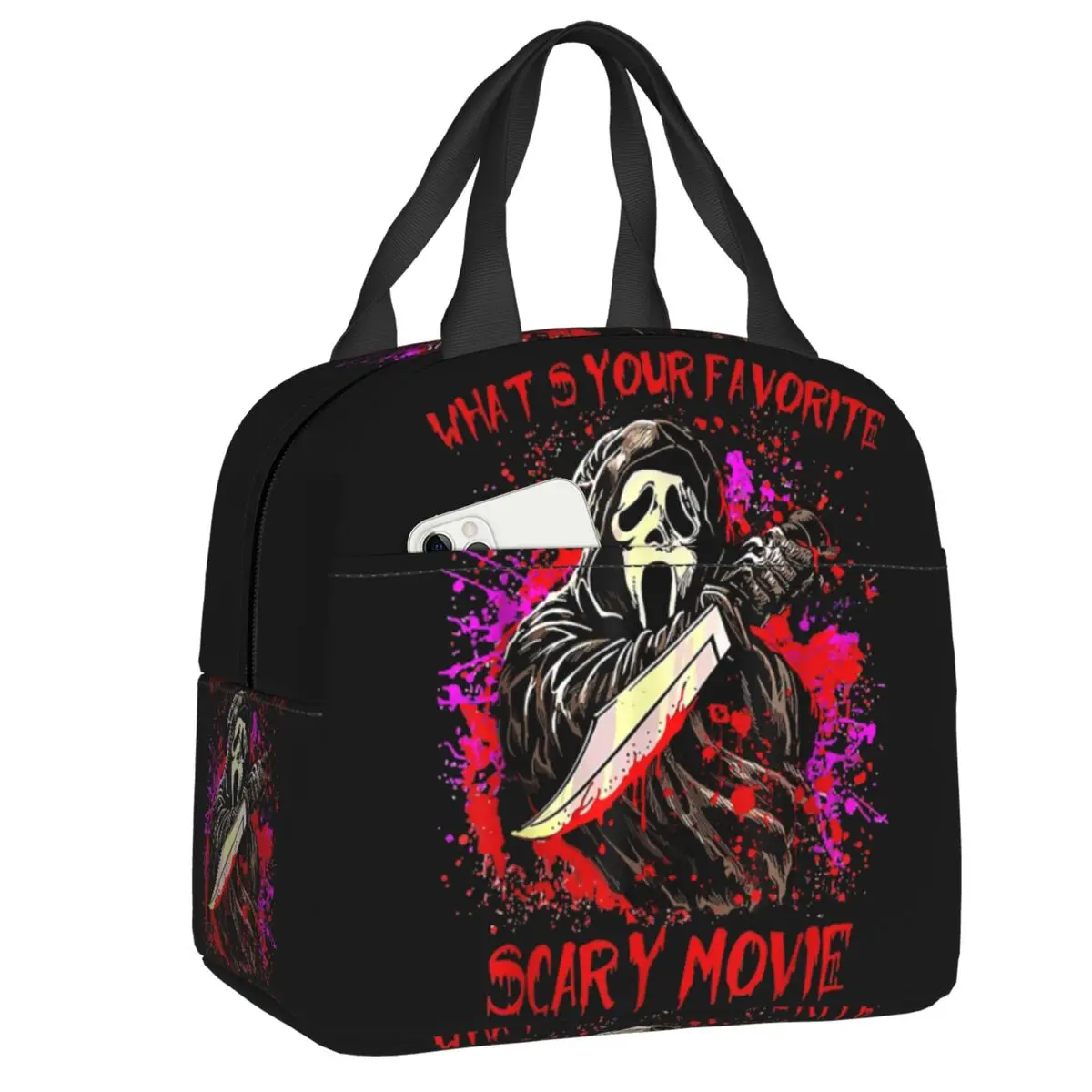 

Изготовленная на заказ сумка для ланча на Хэллоуин с изображением Ghostface Cry, Женский термоохлаждающий изолированный Ланч-бокс для детей, школ...