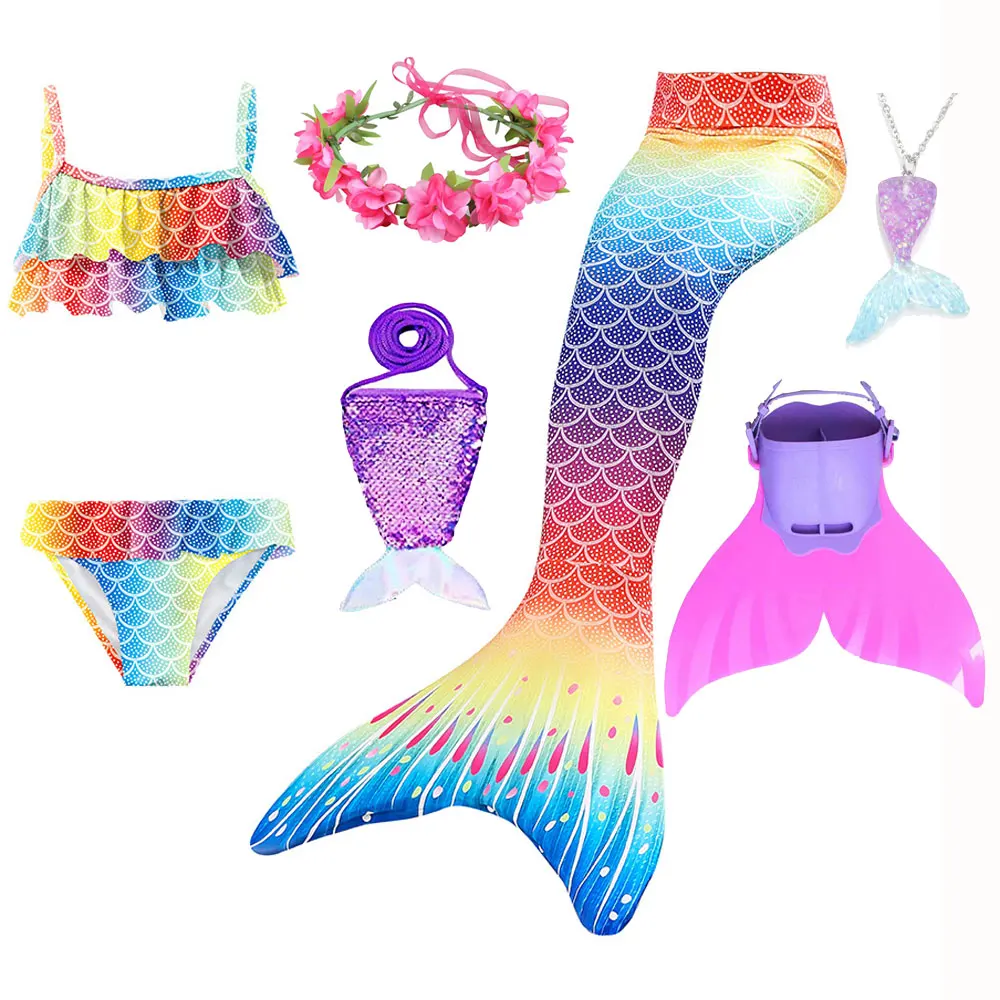 Женский костюм Русалочки с хвостом купальный для девочек юбкой годе и рыбьим