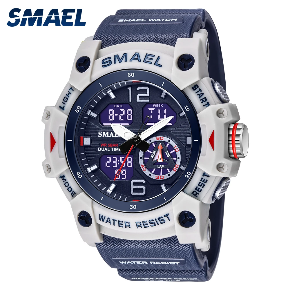 

Sport Watch Military Army Clock SMAEL Male Clock Alarm Stopwatch 50M Waterproof Auto Date Wristwatch 8007 Quartz Watches For Men