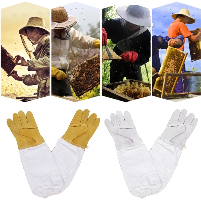 

1Pair Beekeeping Gloves Protective Sleeves Breathable Anti Bee Sting Sheepsking