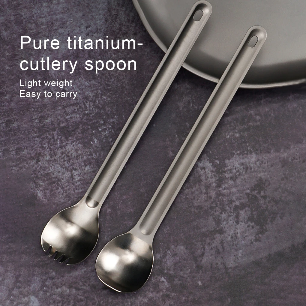 

Столовые приборы, ложка с длинной ручкой, вилка высокой твердости для помещений, кухонные принадлежности для путешествий, кемпинга, рыбалки...