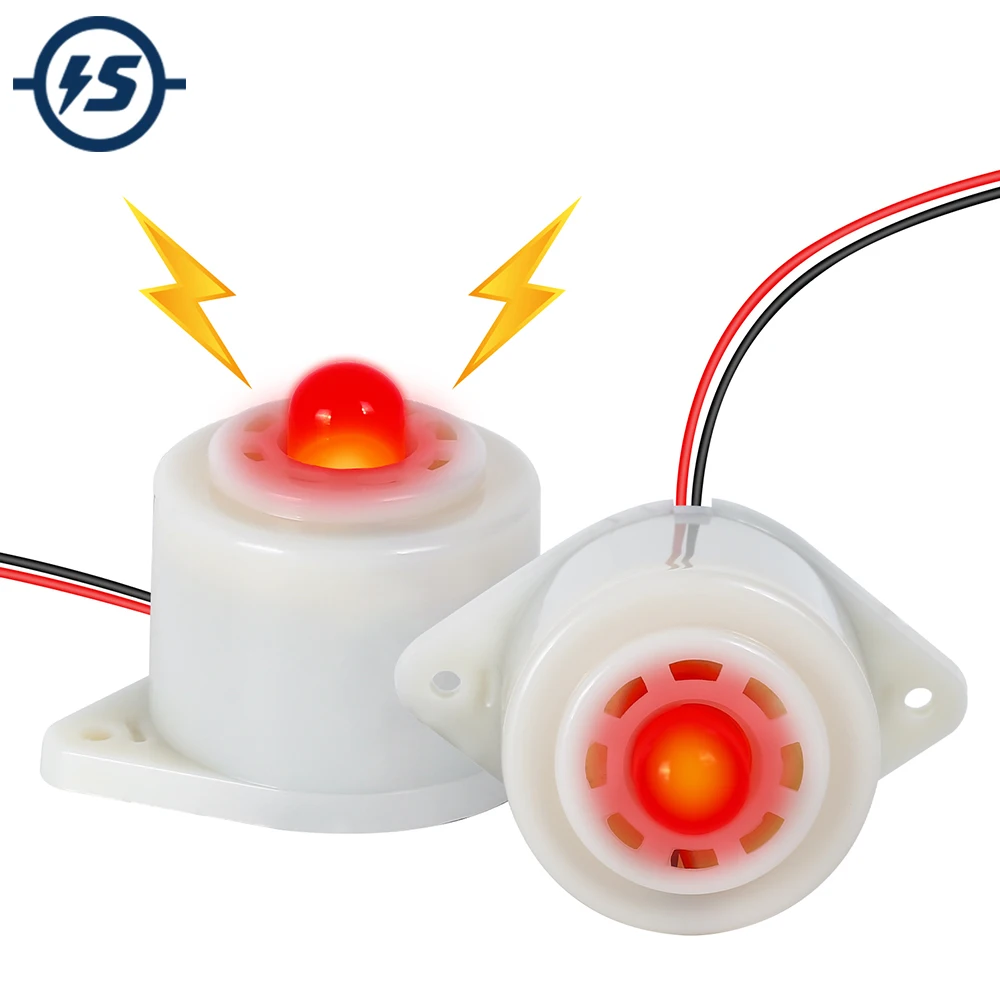 

2 PCS Buzzer Alarm with Light DC 24V Strobe Siren Piezo Buzzer 100dB Electronic Beep Buzzer with Red Siren Light for Car Alarm