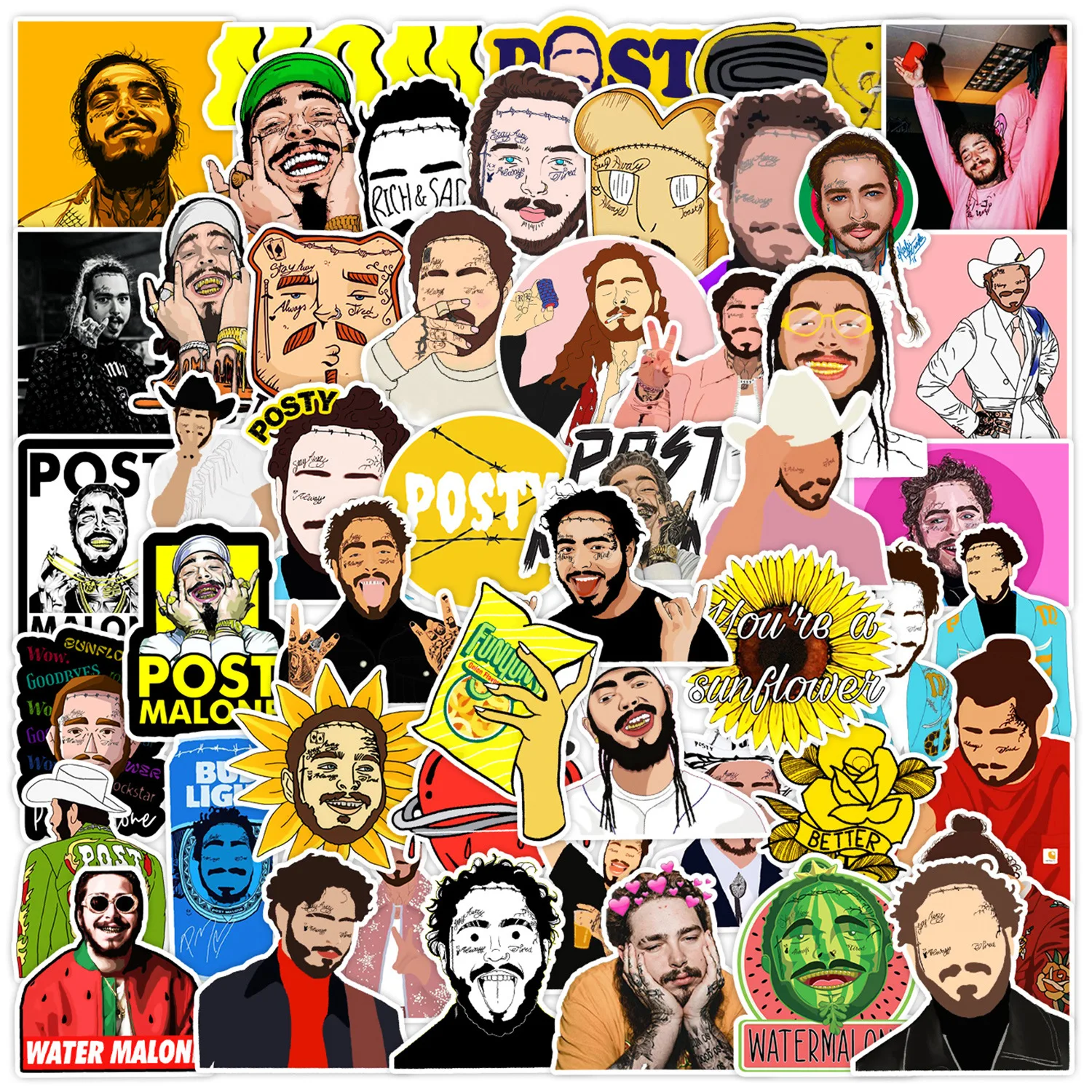 

50PCS ROCK Music Stickers Post Me Band Aesthetic for Ipad Phone Guitar Motorcycle Skateboard Luggage Cup Graffiti Stickers