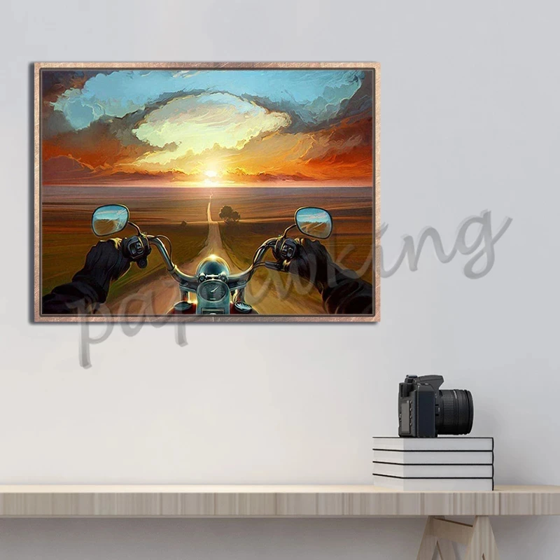 

5D Diamond Embroidery Riding A Motorcycle Cartoon Handmade Diamond Painting Mtb Diy Kit Mosaic Picture Cross Stitch Home Decor