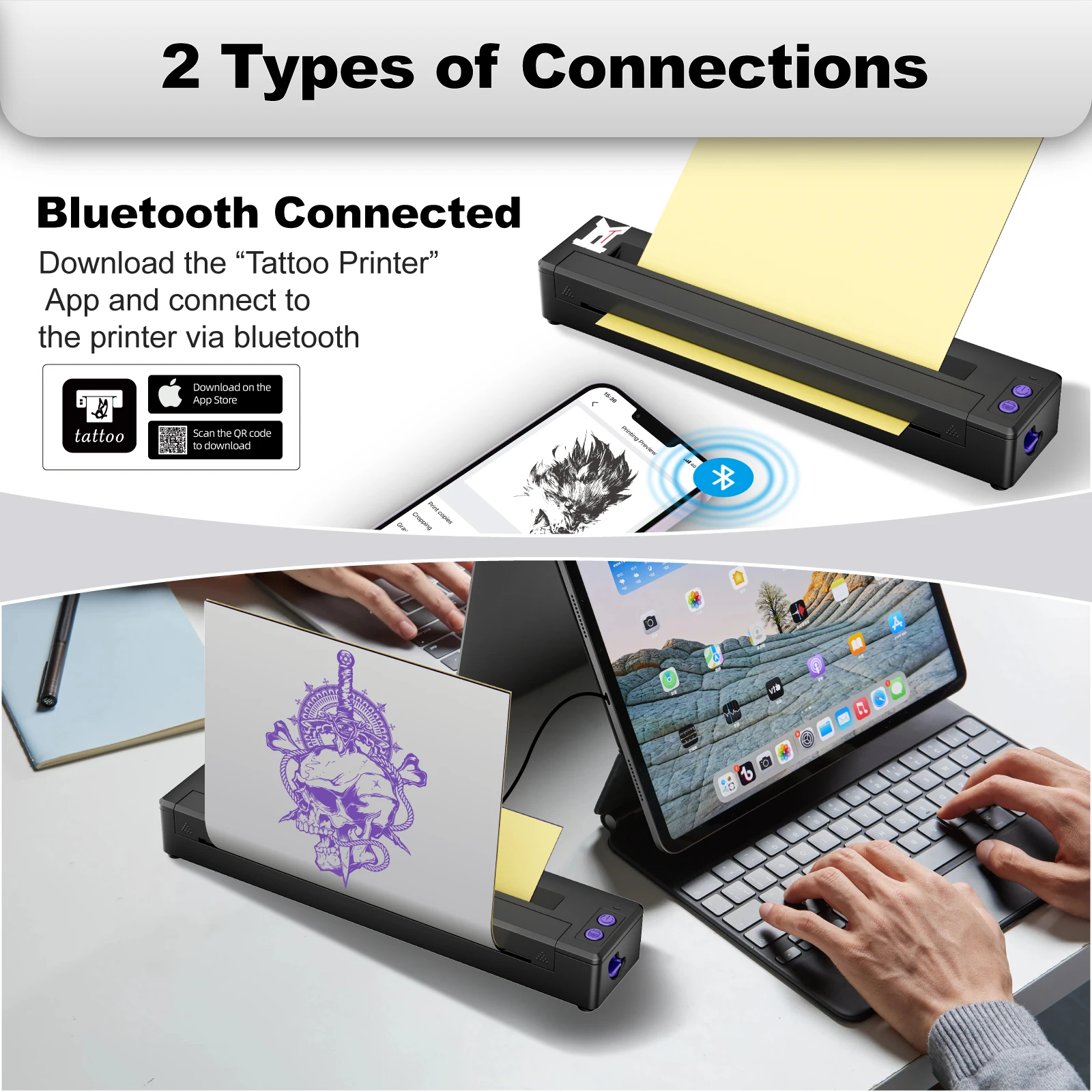 MHT-Bluetooth A4 Size Thermal Tattoo Stencil Printer Portable Tattoo Stencil Printer Thermal Copier Transfer Machine Training (art.: 3920c9b6024da) - 3920c9b6024da