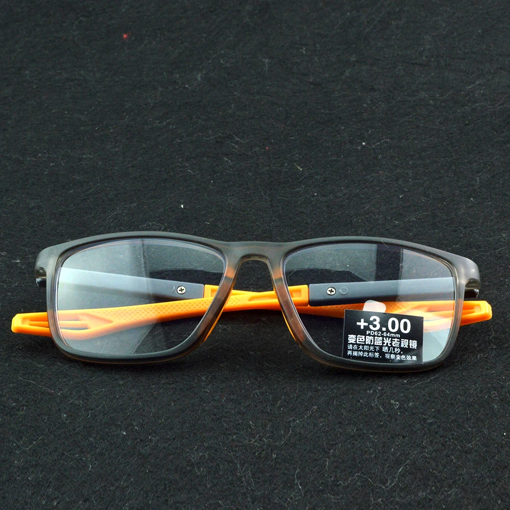 Яркие оранжевые солнечные очки для чтения в спортивном стиле с фотохромными
