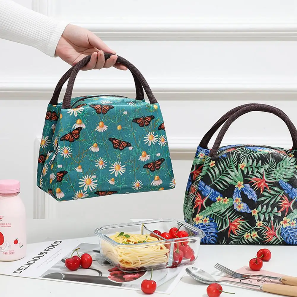 

Handheld Fashion Insulated Lunch Bag Bento Bag Portable Thickened Oxford Cloth Thermal Bag With Aluminum Foil