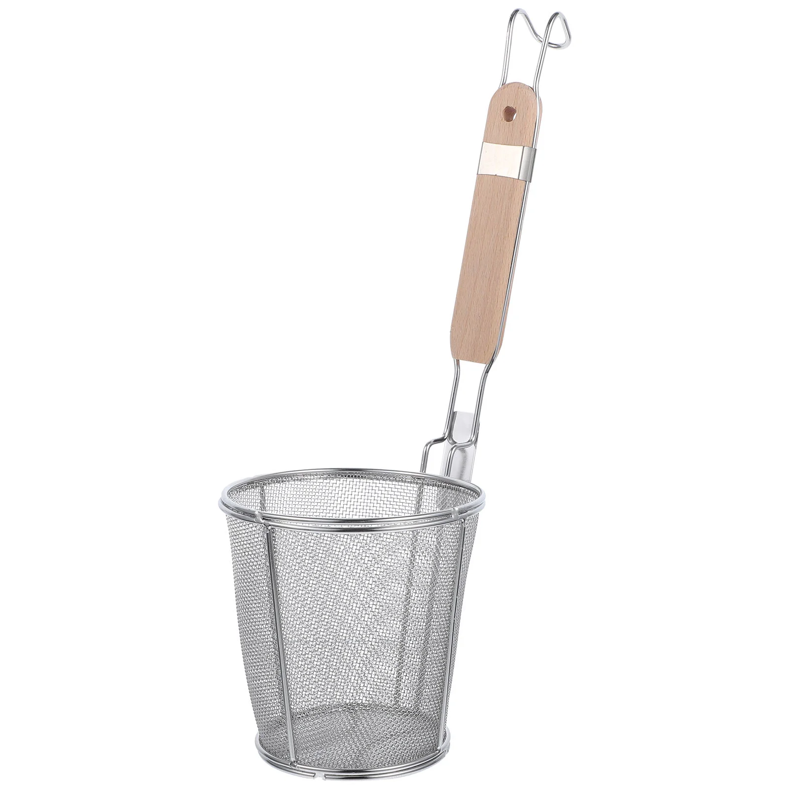 

Stainless Steel Colander Grease Strainer Noodle Straining Basket Handheld Sifter Skimmer Mesh Spoon Wood Kitchen Gadget