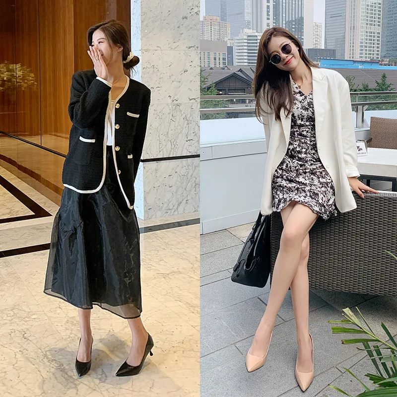 Thin Heels for Women Female Footwear Lady Shoes Pointed Toe Women's Pumps Stiletto Dress Shoe for Office OL Meeting Dressy Pumps