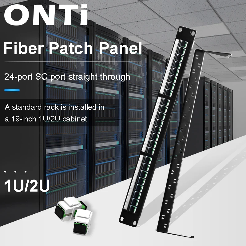ONTi 1U/2U 19 ''24 порта волоконная патч-панель высокого качества Прочная прямая распределительная рамка для Sc Apc-Sc Upc адаптер
