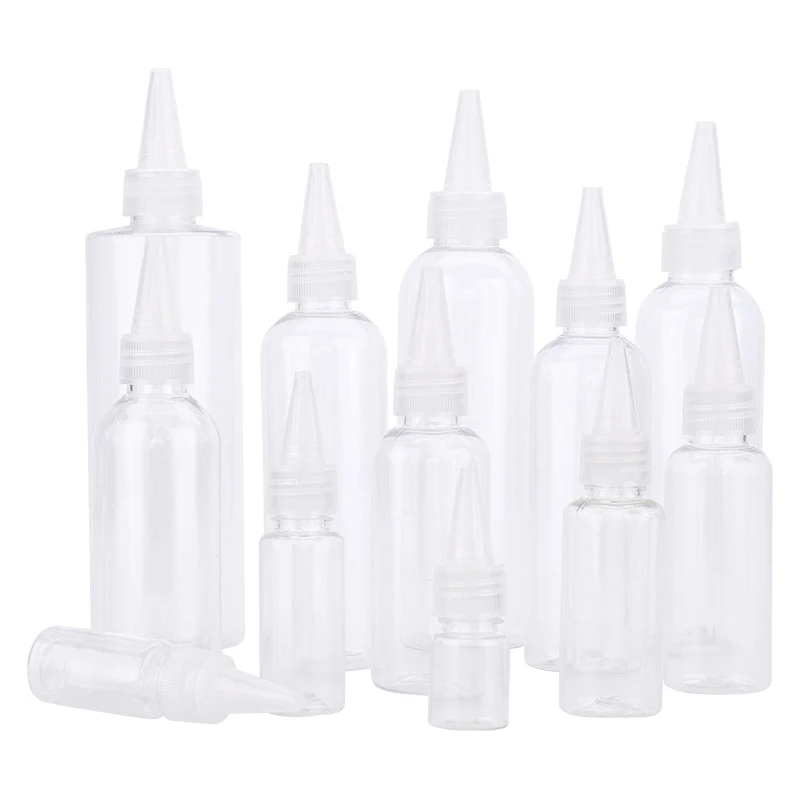 

20/30/50/100ml ml transparent plastic sharp mouth bottle pointed-neck bottle small sub-packed watercolor paint squeeze bottles