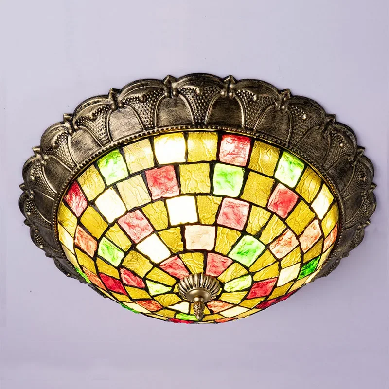 Витражные потолочные лампы для гостиной спальни фотолампы дома освещение в