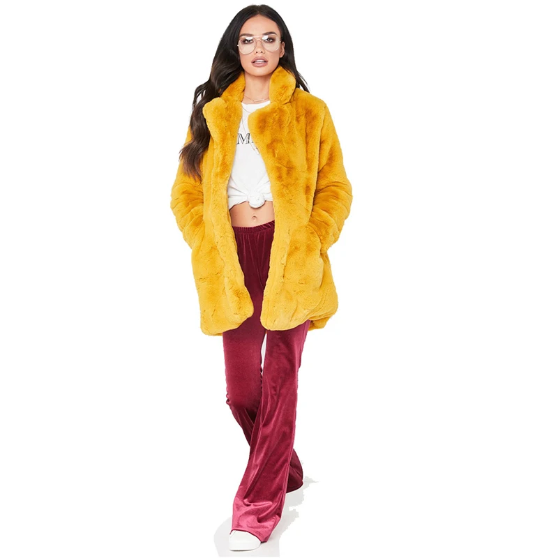Autumn Winter Pine fluff rabbit Faux Fur Coat Women Long Jacket 2023 New Cardigans Female Leather grass coat Warm Outerwear Tops