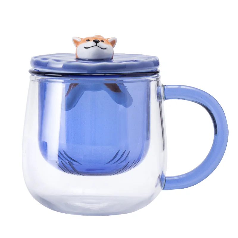 

Double Wall Glass Coffee Cup Espresso Friends Shiba Inu Cute Bubble Tea Kawaii Milk Coffee Mug Tazas De Cafe Verre Drinkware