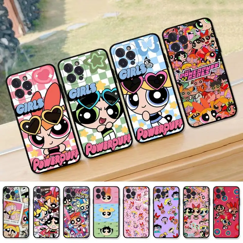 

Cartoon The-P-PowerpuffS-G-Girls Phone Case For iPhone 8 7 6 6S Plus X SE 2020 XR XS 14 11 12 13 Mini Pro Max Mobile cover