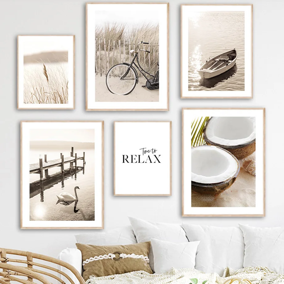 

Reed Bridge Lighthouse Swan Coconut Wall Art Canvas Painting Nordic Posters And Prints Landscape Wall Pictures For Living Room