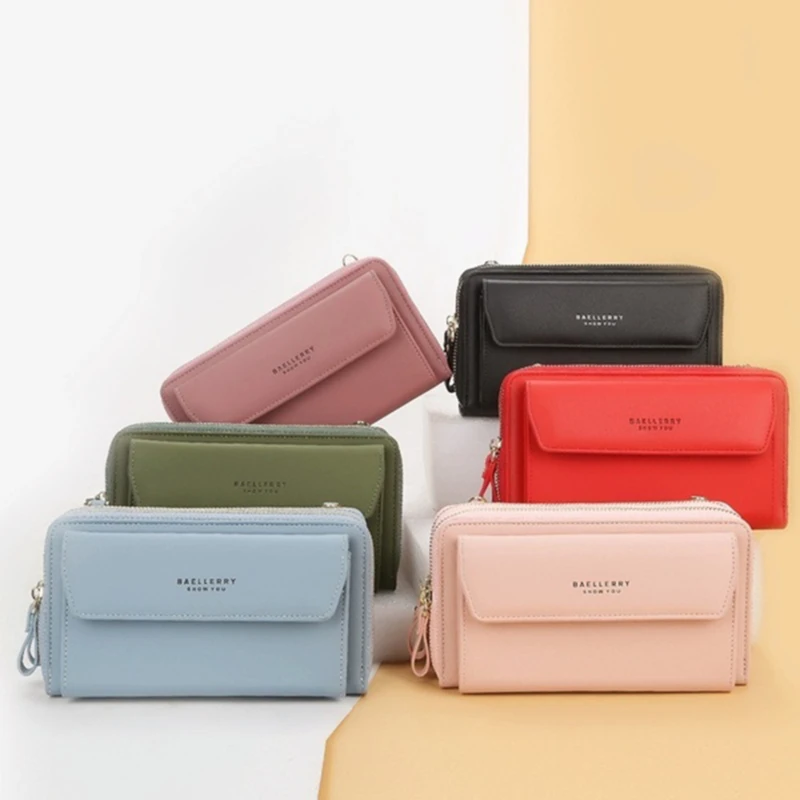

Women's Wallet Solid Color Small Diagonal Bag Multi-Function Mobile Phone Long Paragraph Clutch Bag Purse Female 6 Color