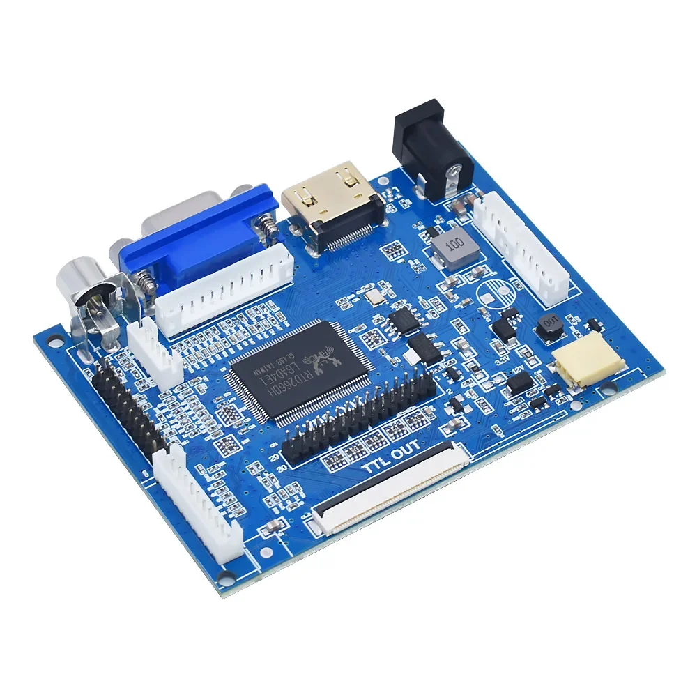 Фото Универсальная плата контроллера ЖК-дисплея PCB800099-V.9 с интерфейсами TTL 50pin, LVDS 30pin и поддержкой HD MI, VGA, AV. №2