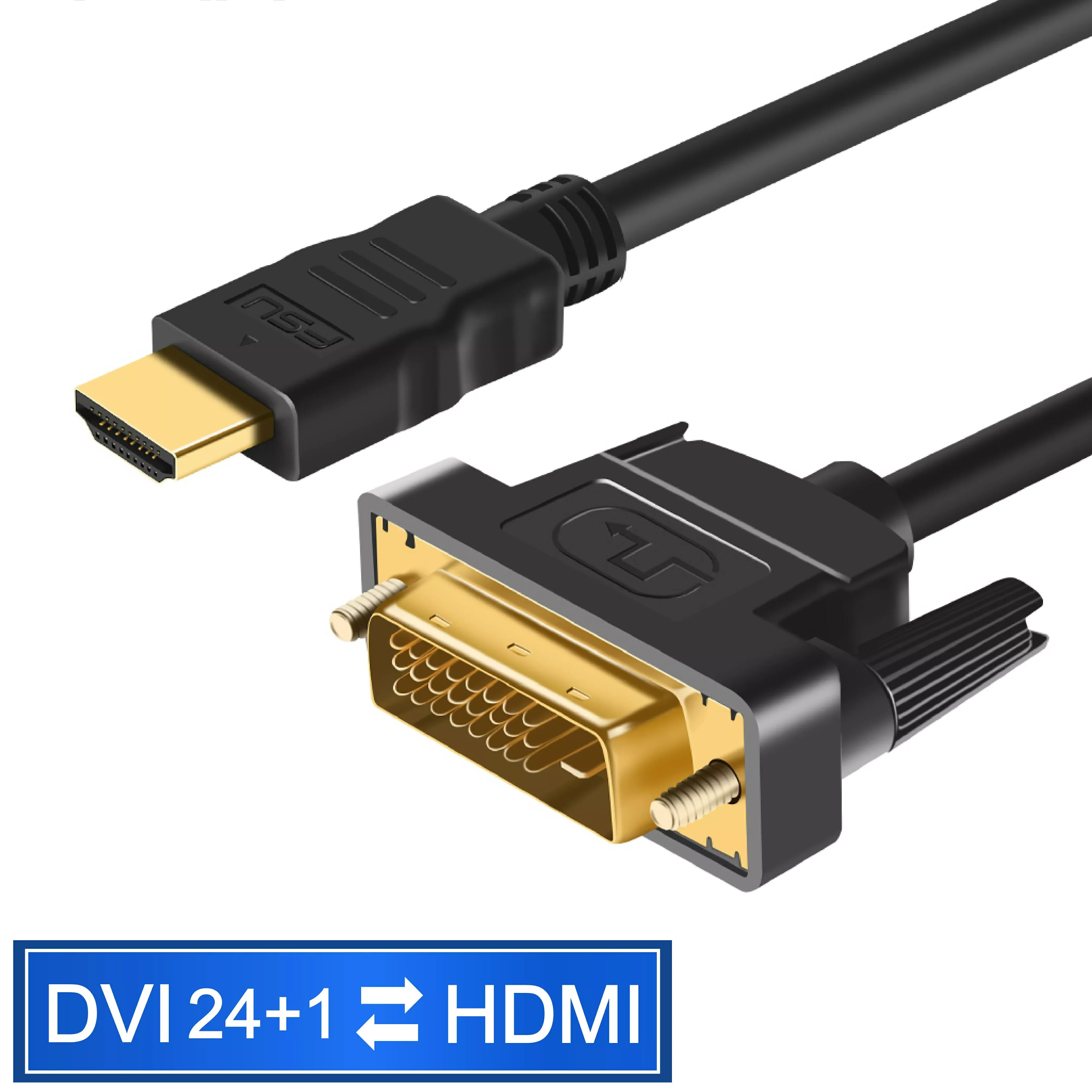 

HDMI to DVI HDMI Cable 1080P 3D DVI to HDMI Cable DVI-D 24+1 Pin Adapter Cables Gold Plated for XBOX HDTV Projector PS4/3 TV BOX