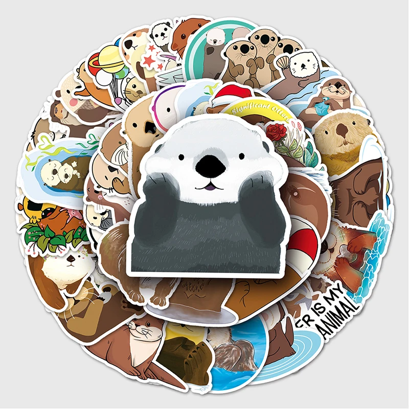 

50Pcs/Set Cute Cartoon Otter Stickers Graffiti Decals DIY Laptop Phone Notebook Fridge Waterproof Animals Sticker for Kids Toy