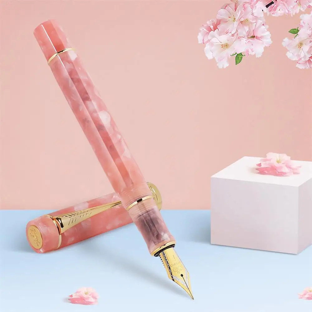 

Business JinHao 100 Acrylic Fountain Pen Color Spin Golden Pen Peacock Orchid 0.5mm Nib Fude Calligraphy Office Supplies Pen