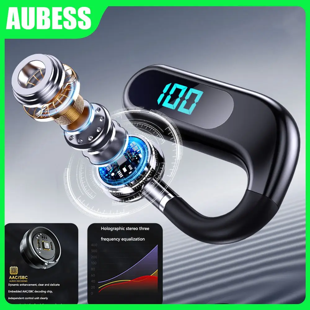 

Waterproof Bone Conduction Headset Dc 5v S30 Wireless Headset Single Ear Rotary Sports Ear Hook Led Digital Display Commercial