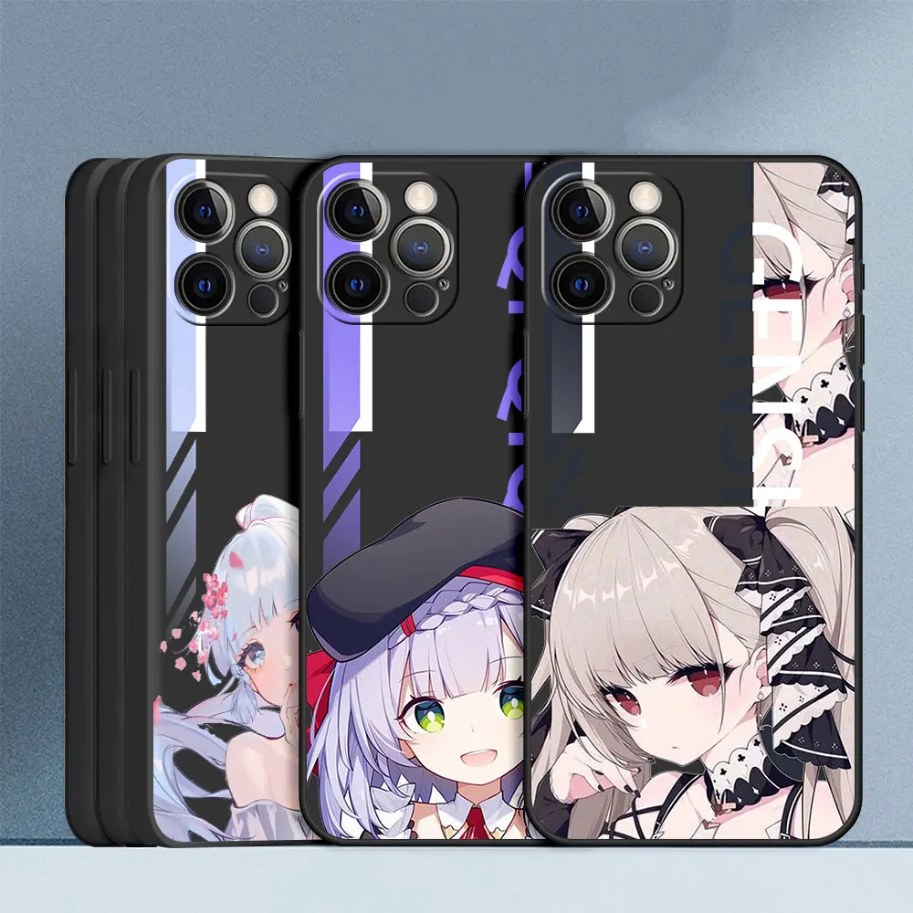 Фото Чехол Genshin Impac Cartoon для iPhone 13 15 17 16e 12 Mini 16 14 Pro Max 11 X XR XS 7 8 6 6s Plus 5 5s Черный чехол из ТПУ для телефона №4