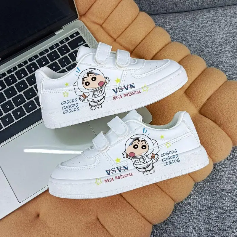

Anime Crayon Shin-Chan Casual Shoes Hand-Painted Boys Girl Small White Shoes Breathable Non Slip Children Sneakers Running Shoes