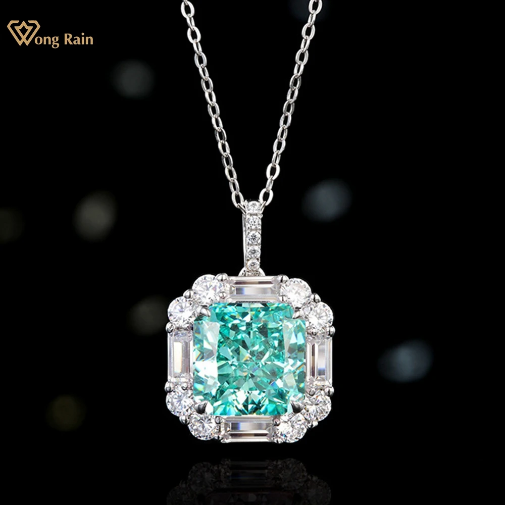 

Wong Rain 925 Sterling Silver Crushed Ice Cut Paraiba Tourmaline Emerald Lab Sapphire Gemstone Necklace Pendant Fine Jewelry