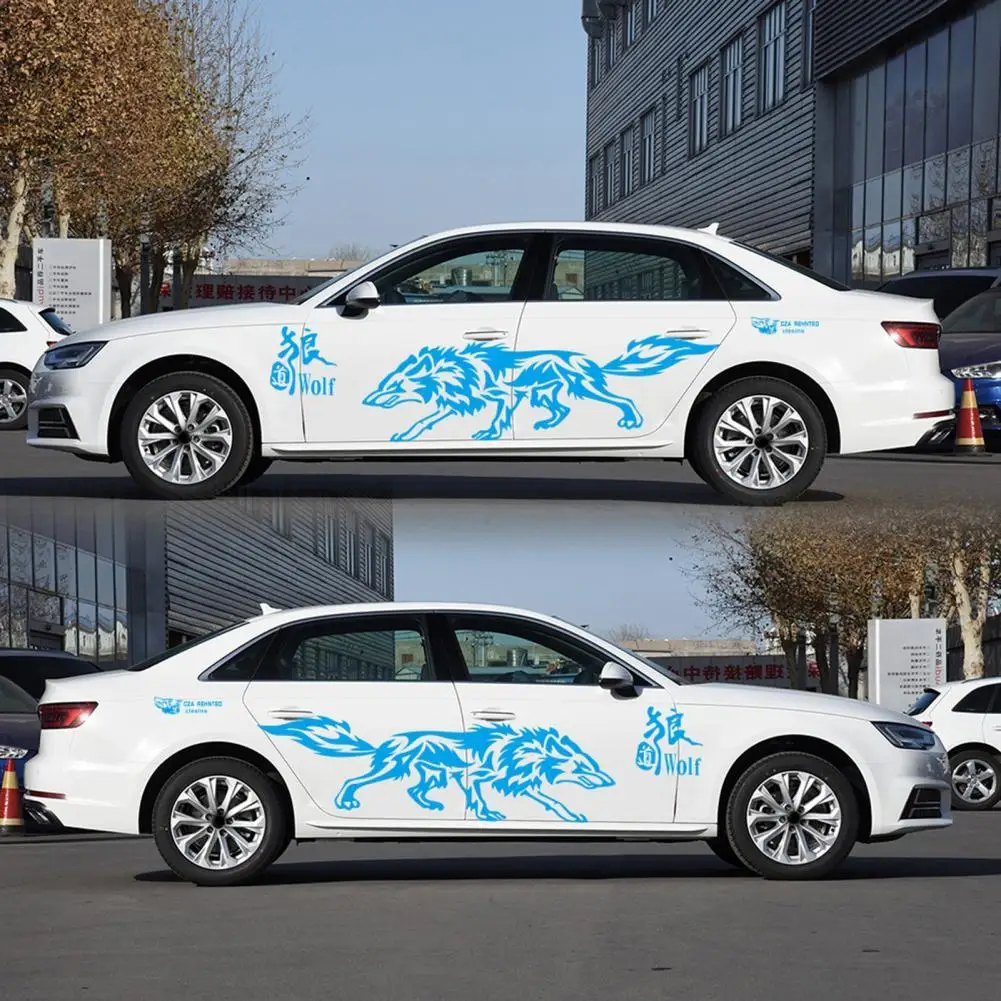 

2Pcs Car Funny Sticker Sun-proof Realistic Appearance Eco-friendly Wolf Tribal Car Tattoo Sticker for ATV