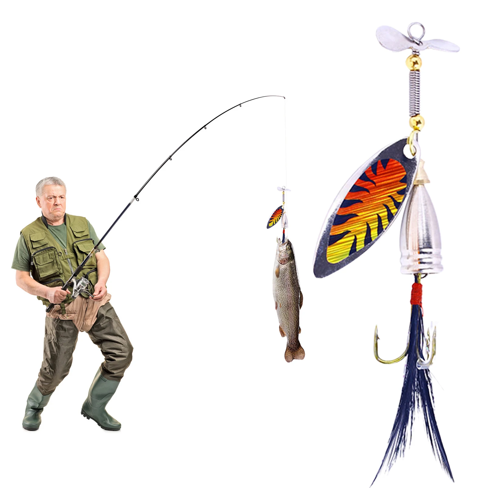 

Крючок с перьями и блестками, приманка с шумными блестками, рыболовные приманки с крючком с перьями, прочная приманка с блестками, блесна, кр...