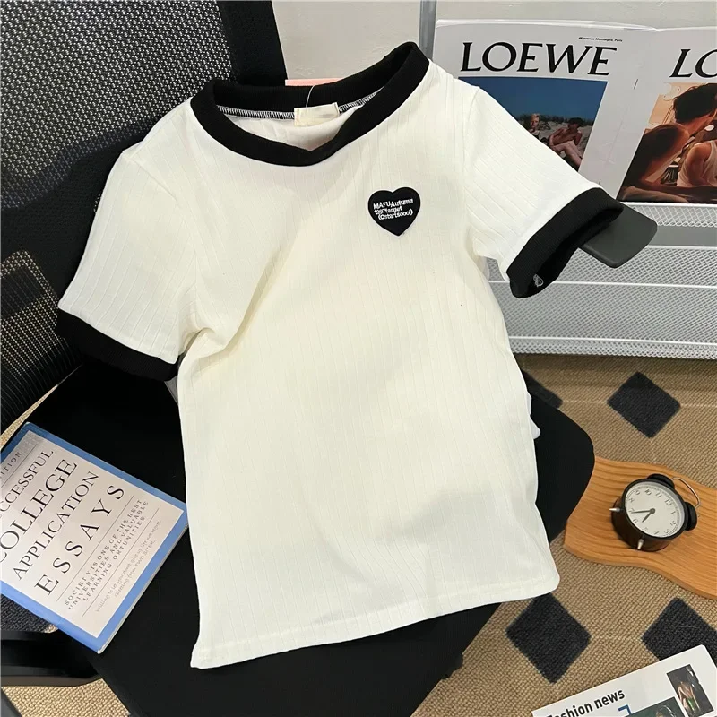 Женская футболка из ледяного шелка с коротким рукавом облегающая универсальная