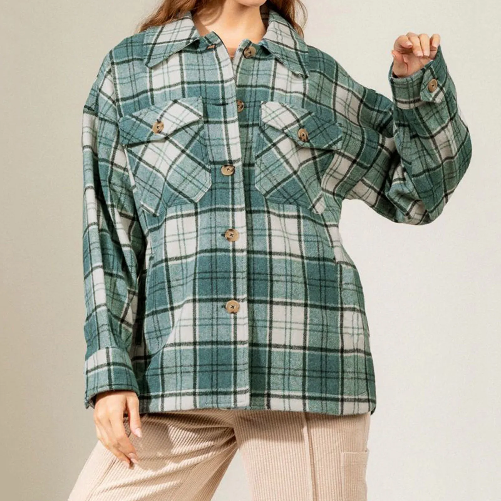 

Women Casual Plaid Print Button Long Sleeve Lapel Sweatshirt Strap Pocket Shirt Women S Long Sleeve Undershirt Lady T Shirts