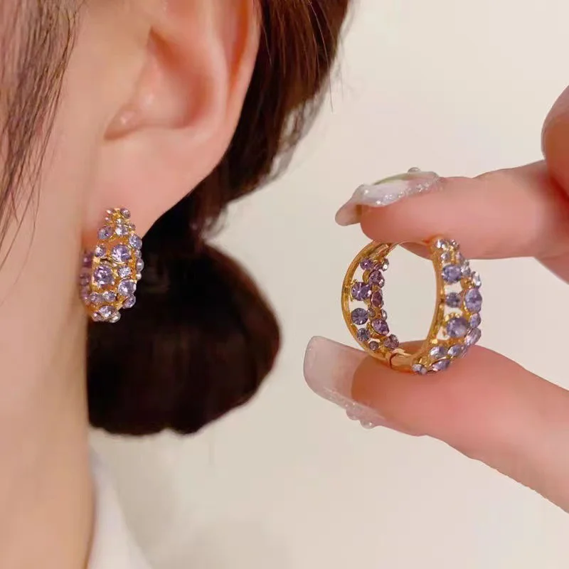 Изысканные фиолетовые длинные серьги с кисточками и кристаллами для женщин