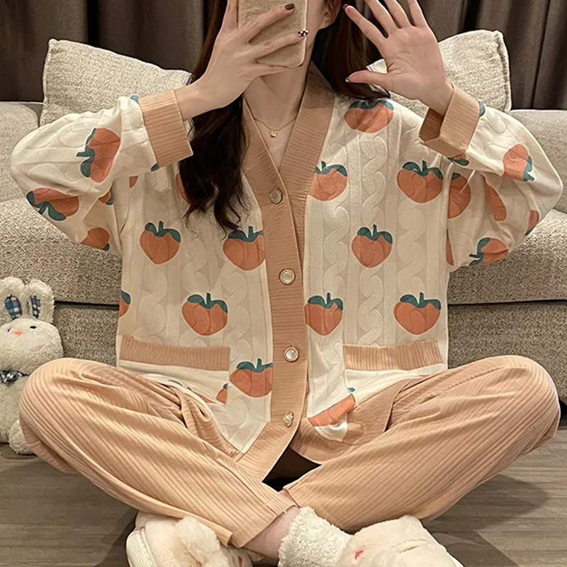 long sleeve sweet kawaii set woman 2 pieces Women's pajamas summer pajama for women Sleepwear womens outfits pyjamas sets