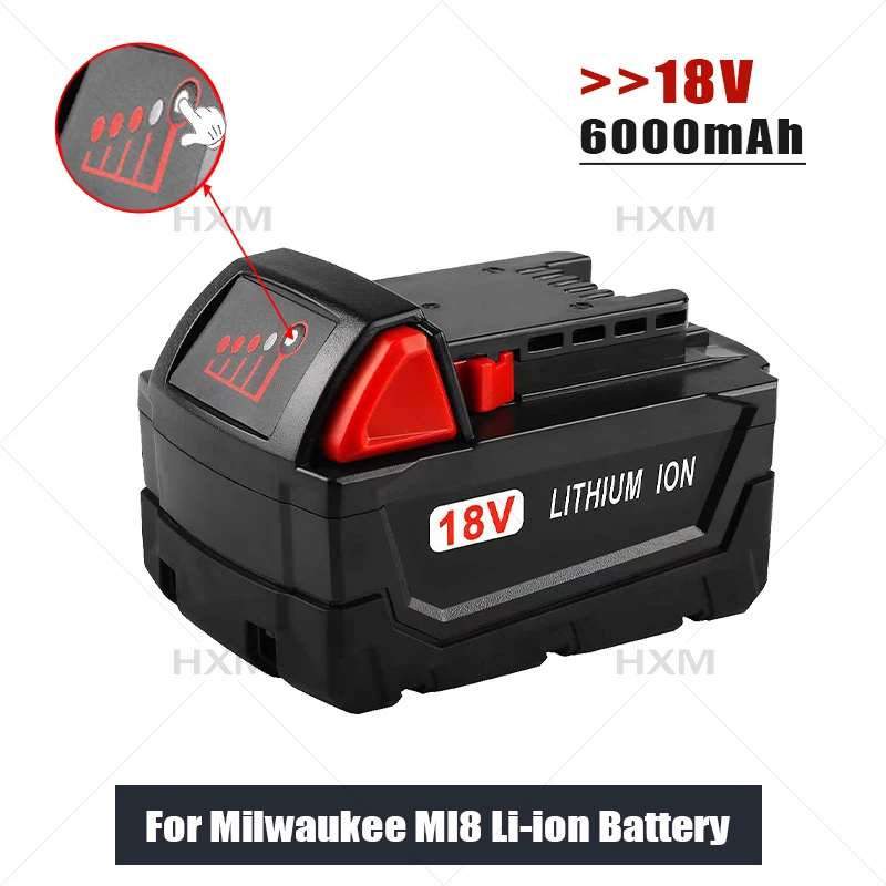

M18 6000mah Replacement for Milwaukee 18V XC Lithium Battery 48-11-1860 48-11-1850 48-11-1840 48-11-1820 Batteries