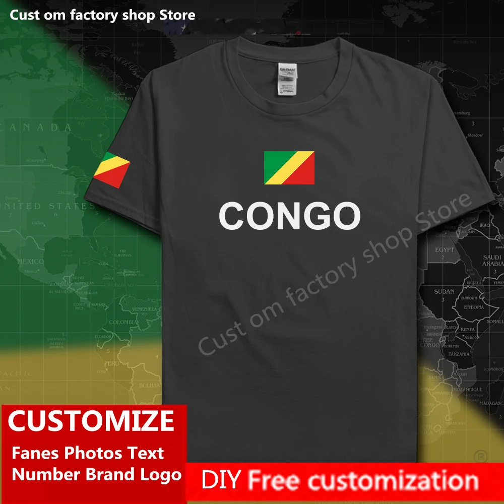 

Congo Republic Country Flag ​T shirt Free Custom Jersey DIY Name Number Brand LOGO Cotton T-shirts Men Women Loose Casual Tshirt