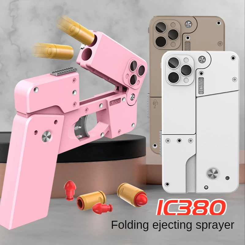 

Outdoor Sports Toy 2 Burst Rubber Pistol Children Gift Party Accessories Mobile Phone Model Bullet Shelling Folding Gun Toy